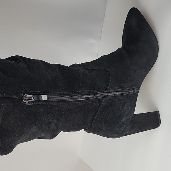 Franco Sarto Artesia Pointy Toe Suede Leather Heeled Boots Black Size 6 - Picture 7 of 12